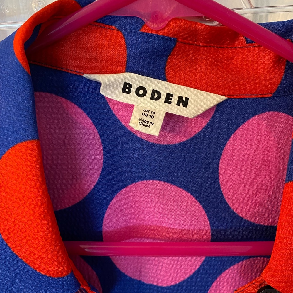 Boden Hammered Satin Polka Dot Button Down - Picture 3 of 5